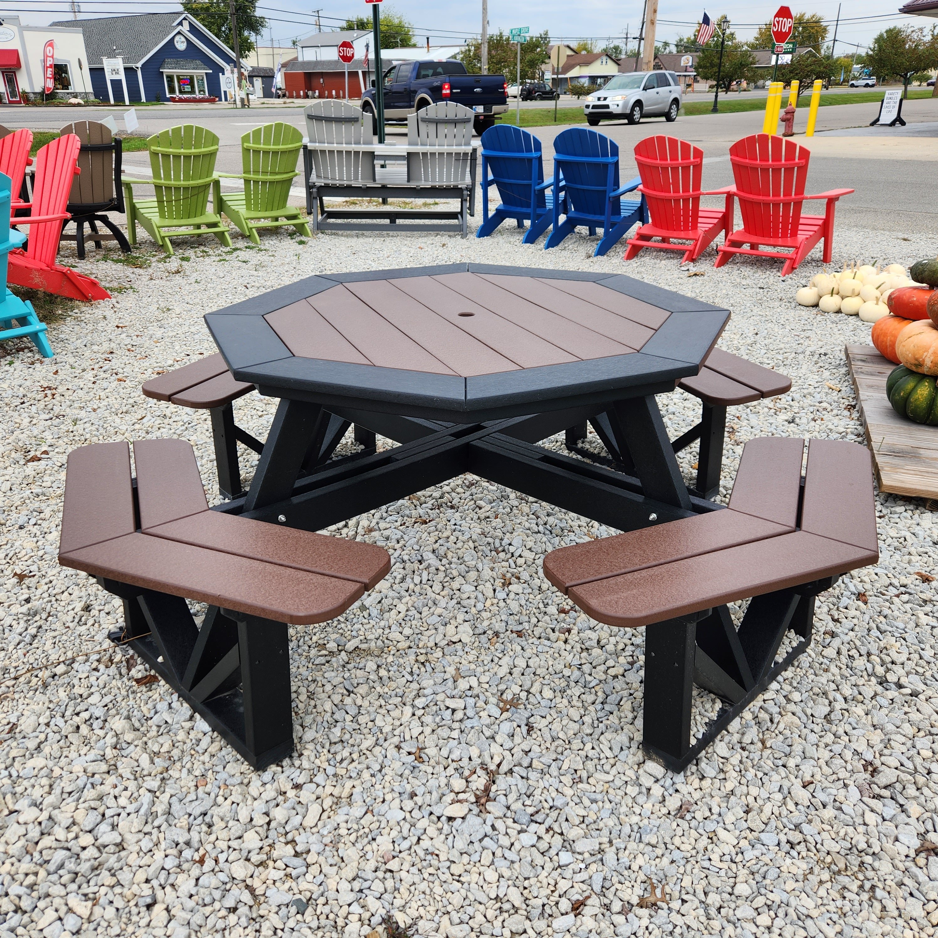 2024 Two Tone Brown 5' Octagon Poly Picnic Table - Metz Auto & Outdoors, Syracuse, IN
